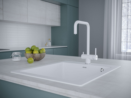 Смеситель для кухни Paulmark WETTER We213030-WH на раковину белый матовый - фото 2